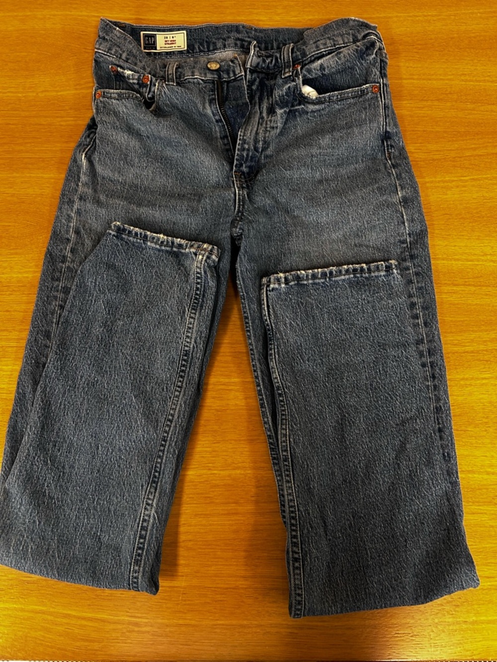 GAP Women Sky High Straight Jeans — Light Wash Blue Denim